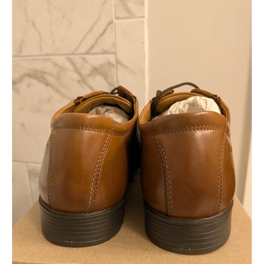 Clarks Tilden Walk Dark Tan Leather Dress Shoes Men's Size 14 M New‎ In Box